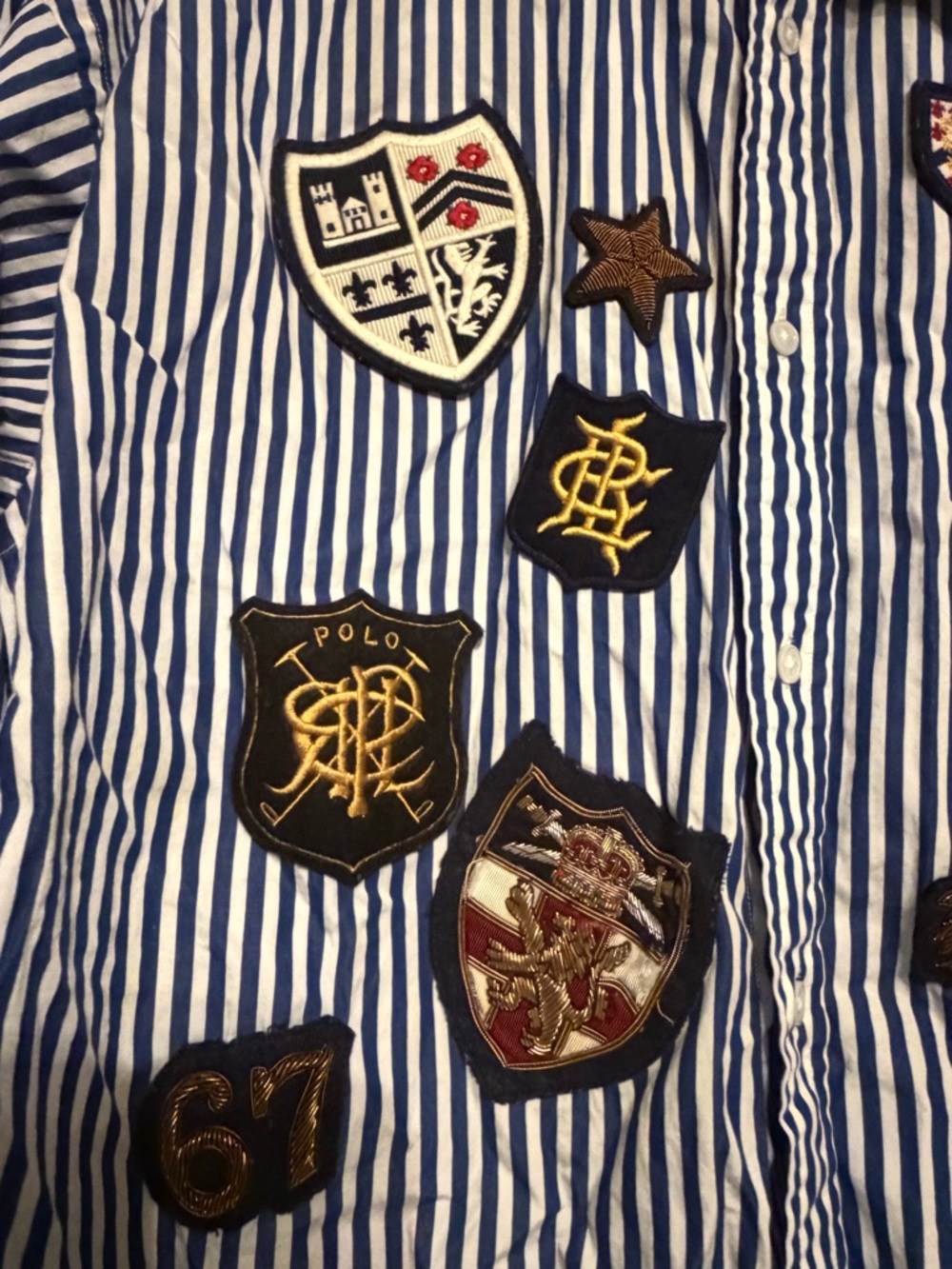 Polo by Ralph Lauren Navy and White Striped Badge Button-Down Shirt - Picture 2 of 6